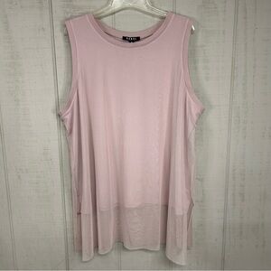 Rebel Wilson Mesh Layered Tunic Top Sz 3X Sleeveless Pullover Soft Pink Casual‎